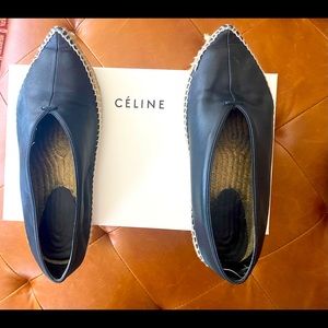 Celine Pointed Nappa Leather Flat Espadrilles